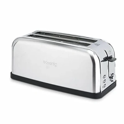 Imagen de H.Koenig Tostadora Especial Baguette 2 Rebanadas TOAS28 Ranuras anchas Acero inoxidable vintage, Fácil limpieza, 1500W