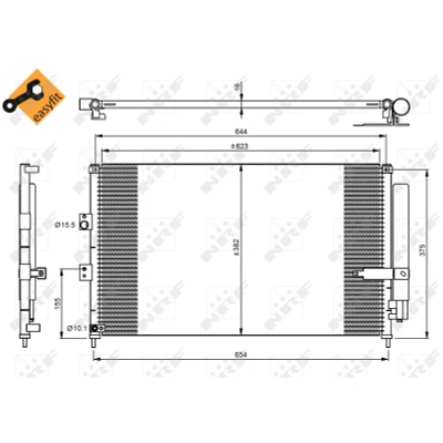 Imagen de NRF EASY FIT 35865 Condensador con secador, junta anular 15,5 10,1 Aluminio 623 HONDA: CIVIC 8
