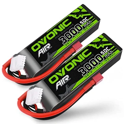 Imagen de OVONIC 3S Lipo Batterie 3000mAh 50C 11.1V con Conector Dean Style T para RC Avión Helicóptero Coche Camión Truggy Hobby DIY (2 Paquetes)