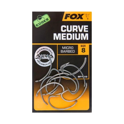 Imagen de Fox Edges Curve Shank Medium 8 micro barba Anzuelos carpfishing