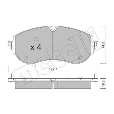 Imagen de METELLI 22 1262 0 Juego de pastillas freno preparado para indicador desgaste VOLKSWAGEN: Crafter Furgón, Camión plataforma/Chasis