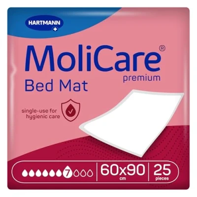 Imagen de MoliCare tapete de Cama, Cama para incontinencia, absorción 7 Gotas, tamaño 60 x 90 cm, Paquete 25
