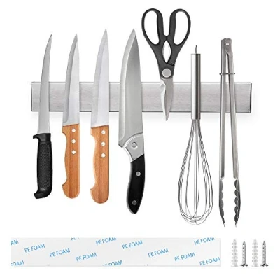 Imagen de Ninonly Barra Magnetica para Cuchillos 30cm Portacuchillas Magnético Adhesivo, Soporte Magnética de Acero Inoxidable Cocina, Herramientas Otros Utensilios y Organizacion