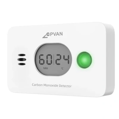 Imagen de CPVAN Detector de Monóxido Carbono 3 en 1, 10 Años CO Gas Alarma con Batería Reemplazable, Temperatura y Humedad, Norma Europea EN50291