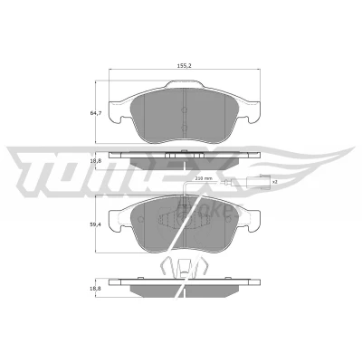 Imagen de TOMEX brakes TX 16 62 Juego de pastillas freno Eje delantero con contacto avisador desgaste ALFA ROMEO: Giulietta Hatchback, Furgón