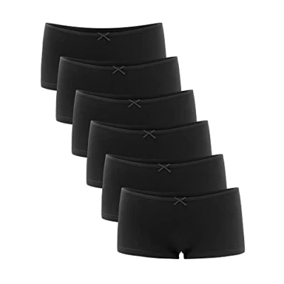 Imagen de Libella® Bragas Mujer Algodón Cómodo elástico Suave Culotte Shorts (Pack de 6) Negro S
