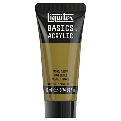 Imagen de Liquitex Basics Pintura Acrílica, Para Bellas Artes y Manualidades, Resistentes a la Luz, Viscosidad Media, Acabado Satinado, Tubo de 22 ml Amarillo Bronce