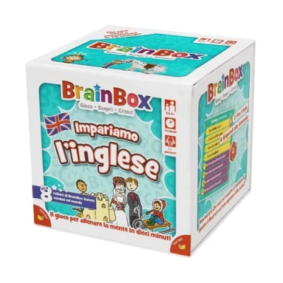 Imagen de Asmodee BrainBox Aprendamos inglés (2022), Juego para Aprender y Entrenar la Mente, 1+ Jugadores, 8+ años, Ed. en Italiano