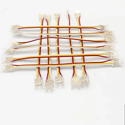 Imagen de conectores de tira LED COB, 2 pines, 10 a cable, conexión sin soldadura, conector clic rápido para tiras luces COB 5 mm, 8 mm (10 doble blanco, dual