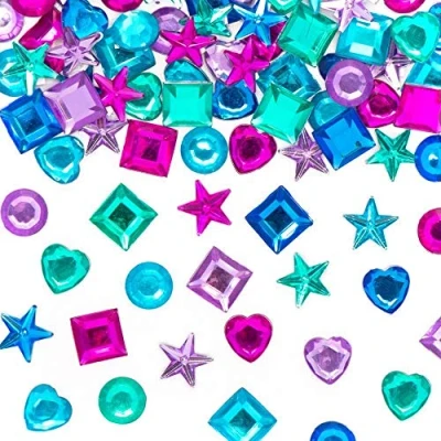 Imagen de Baker Ross AX995 Juego de 200 gemas acrílico autoadhesivas sirena, suministros para hacer tarjetas, adornos manualidades, niños