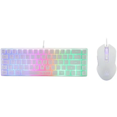 Imagen de The G Lab Combo Hydrogen Pack de Teclado ratón Gamer, Gamer 60% con Cable, retroiluminación RGB, azerty, Formato Compacto + Gaming 6 Botones, 6200 dpi PC/PS4/PS5 Blanco