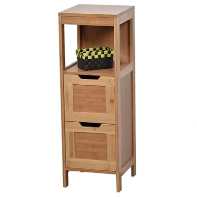 Imagen de Tendance Mahe bambú Puerta Armario y 2 cajones DM Plus 1 Estante, Madera, Blanco/Roble