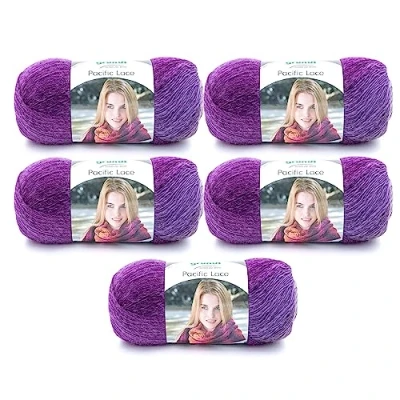 Imagen de Gründl, Packung 5 Knäuel à Pacific Lace, Paquete de ovillos 100 g Hilo para Tejer a Mano, 80% poliacrílico, Lana, 10% Alpaca, 36 x 20 8 cm, Violet Cocktail, One Size, 2750