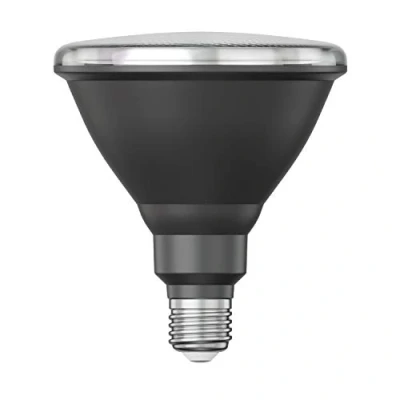 Imagen de ledscom.de Bombilla LED E27, PAR38 cuello corto, blanco cálido (2700 K), 15,9 W, 1279lm, 43, espejo reflector (plateado), lámpara reflectora, reflector, foco, proyector, halógena