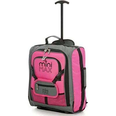 Imagen de Aerolite MiniMAX Maleta para Niños EasyJet 45x36x20 Tamaño Máximo Trolley De Mano 30L Debajo del Asiento Mochila Equipaje Junior con 2 Años Garantía (Rosa)