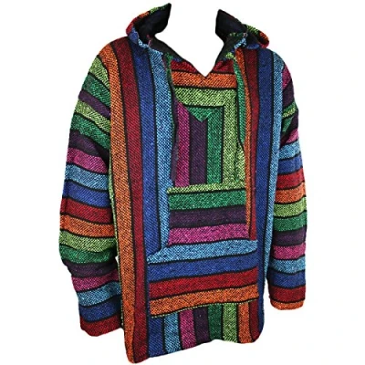 Imagen de Siesta Sudadera con capucha estilo mexicano, diseño hippy multicolor XX Large