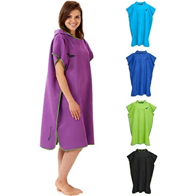 Imagen de Toalla de Poncho Surf Mujer, Hombre con Capucha Deportes acuáticos, Natación, Buceo, Campamento, Festivales Color: púrpura Verde Tamaño: L
