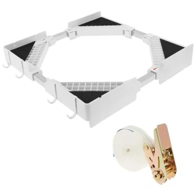Imagen de BAODBF Juego de montaje apilable para lavadora y secadora, con cuerda carraca, marco intermedio 50 a 70 cm, lavadoras secadoras, kit lavandería