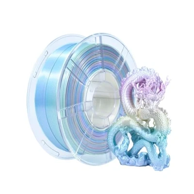 Imagen de iBOSS filamento PLA+ multicolor de 1,75 mm, PLA Plus seda arco iris para impresora 3D 1 kg (2,2 lbs), cambio color 3D, impresión macaron
