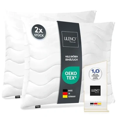 Imagen de LILENO HOME Juego de 2 rellenos cojines 60 x cm, cojín interior acolchado para alérgicos, funda microfibra como sofá, decoración y sillón, lavable a 40 C