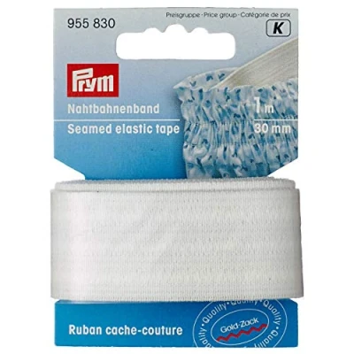 Imagen de Prym Cinta elástica Cosida Blanco Natural, 80% poliéster, 20% ED, 30 mm, rohweiß, 1 m