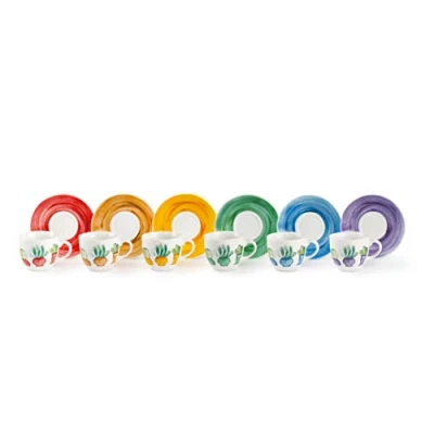 Imagen de Excelsa Cactus Juego de 6 Tazas café con platillo, Porcelana, Multicolor