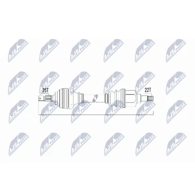 Imagen de NTY NPW CT 010 Árbol de transmisión Eje delantero 645 Caja cambios manual CITROËN: C4 Coupé, I Hatchback, PEUGEOT: 307 SW, Familiar