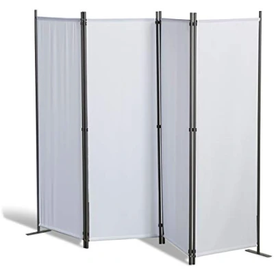 Imagen de Grasekamp Qualität seit 1972 Biombo de 4 Piezas, Panel separación, protección Visual, Separador para balcón, Color Blanco
