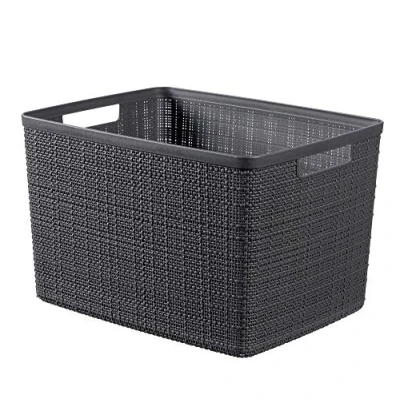 Imagen de Curver Juliet Cesta Jute 100% plástico Reciclado Rectangular 20 L, Gris Oscuro, XL