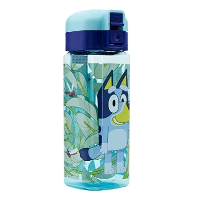 Imagen de Botella reutilizable infantil con sistema antigoteo y asa para transportar fácil apertura botón capacidad de 550 ml Bluey