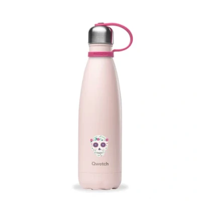 Imagen de Qwetch Botella Isotérmica Originals Kids Rosa 500ml Nómada de Acero Inoxidable 24h Frío y 12h Caliente Impermeable, Libre BPA Reutilizable