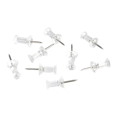 Imagen de Amazon Basics Chinchetas, cabeza de plástico transparente, punta acero, 200 unidades