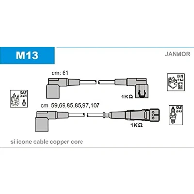 Imagen de JANMOR M13 Juego de Cables Encendido MERCEDES BENZ: Clase S Berlina, W123 Coupé