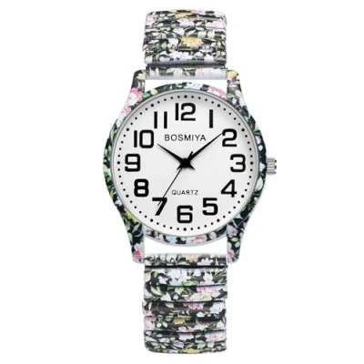 Imagen de JewelryWe Reloj Elástico Cuarzo Analógico: Boho para Mujer Números Grandes Claro Fácil Lectura Correa Impresa de Llevar Ocio Deporte Negocios Regalo