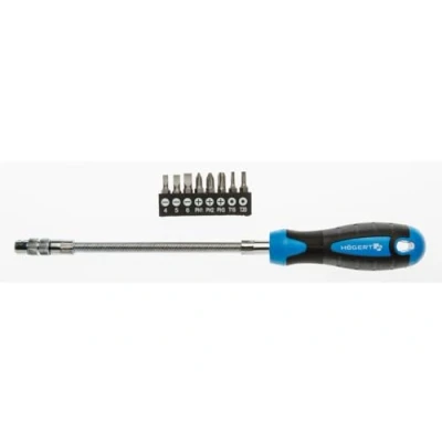 Imagen de Hogert Technik HT1S090 Destornillador de puntas S4, S5, S6, PH1, PH2, PH3, T15, T20 ranurada, estrella (PH), Torx