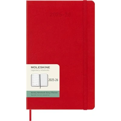 Imagen de Moleskine Weekly Planner 2025 2026, Agenda Semanal 18 Meses Con Espacio para Notas, Tapa Dura y Cierre Elástico, Formato Grande 13 x 21 cm, Color Rojo Escarlata