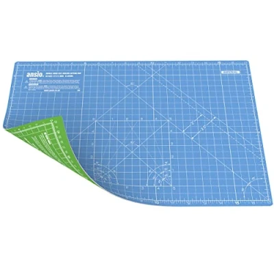Imagen de ANSIO A3 de doble cara Autocuración 5 capas tapete corte Imperial / Métrico 17 pulgadas x 11 (44 cm 29 cm) Azul cielo/Verde lima