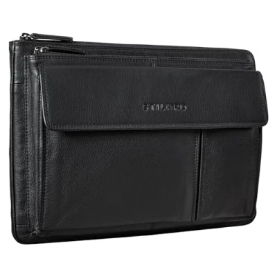 Imagen de STILORD &#039;Dalton&#039; Carpeta Conferenia A4 Piel Funda de Portátil 13,3 Pulgadas para Mac Books Portadocumentos Cartera Organizador Cuero Genuino, Color:Negro