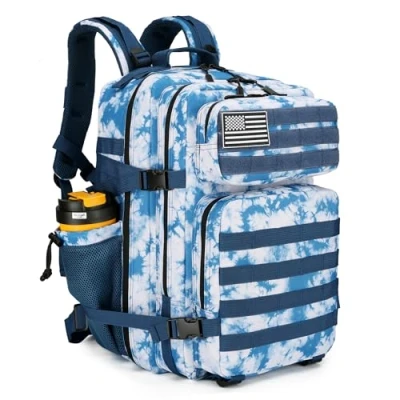 Imagen de Lovelinks21, Mochila táctica de asalto con sistema fijación modular Molle, impermeable 45 litros para 3 días, Azul Coral, L,