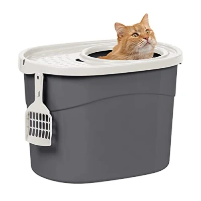 Imagen de Iris Ohyama Arenero Gato Cubierto con Pala, hasta 7kg, Gris/Blanco, Caixa de areia para Gatos, Caja, Gatos Grandes y pequeños, Cerrado, Cagadero, WC, Libre BPA, Cat Litter Box, TECL 20