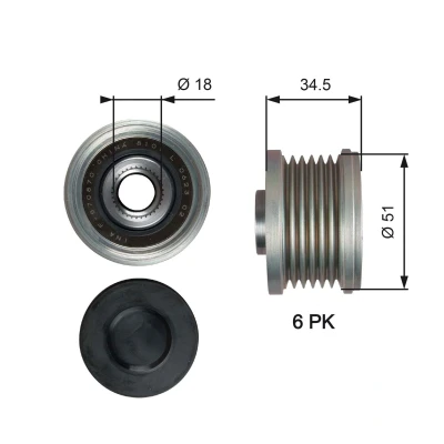 Imagen de GATES OAP7218 Rueda Libre Alternador 34,5 FleetRunner Micro V Stretch Fit MAZDA: CX 5 II