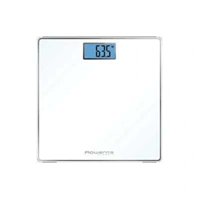 Imagen de Rowenta Classic BS1501 Báscula de baño con Pantalla LCD, Compacta, Capacidad 160 kg, Plataforma Vidrio y Apagado Automático que Incluye Pilas, color blanca