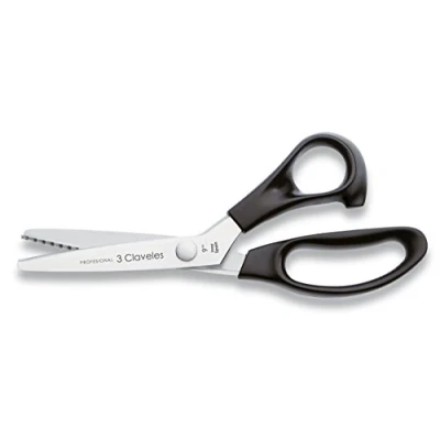 Imagen de 3 Claveles 125 Tijera en zig zag de 23 cm(9&quot;), inox, mango nylon