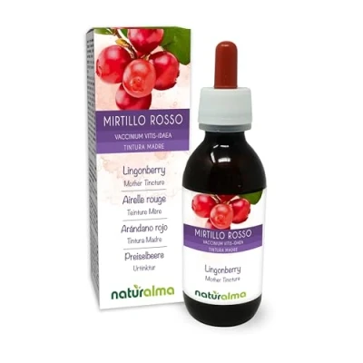 Imagen de Arándano rojo (Vaccinium vitis idaea) hojas Tintura Madre sin alcohol Naturalma Extracto líquido gotas 120 ml Complemento alimenticio Vegano