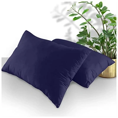Imagen de GC GAVENO CAVAILIA Housewife Juego de 2 Fundas Almohada Transpirables estándar, Lisas con Cierre sobre, Azul Marino, 74 x 48 cm, 708681