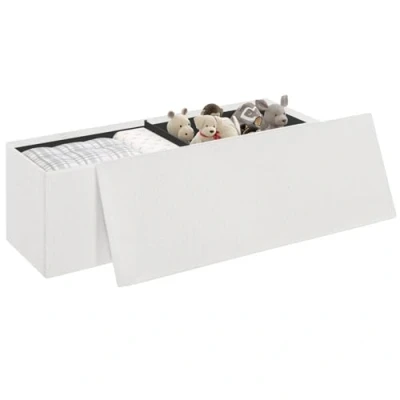 Imagen de eSituro Banco Almacenaje Rectangular 135 L, Taburete de Almacenje Plegable, Baul Puff con Tapa Asiento Extraible, Pie Cama, Otomono para Salón y Dormitorio, Blanco, 110x38x38 cm