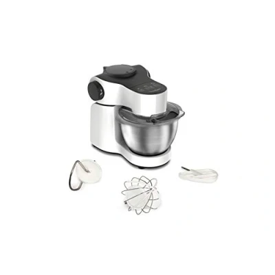 Imagen de Moulinex Wizzo Robot Pastelero, Bol INOX 4L, Kit Pastelería, Batidor Flex Patentado, Potencia 1000 W, Pasteles, Quiches, Pizzas QA310110, Plástico, 7 Velocidades, Blanco