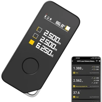 Imagen de HOTO Medidor Láser Pro con Bluetooth, USB C Recargable, 5 Modos, Pantalla LED a Color, 850 mAh, 0.05 50m, Unidad M/Ft/in, Herramienta de Medición Alta Precisión Regla Virtual