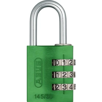 Imagen de ABUS Candado de combinación 145/30 verde para maletas, taquillas y mucho más. aluminio código ajustable individualmente nivel seguridad 3