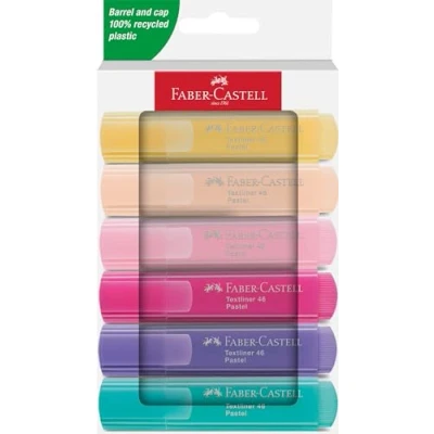 Imagen de Faber Castell 254656 Pack de 6 Subrayadores Textliner 1546 Tonos Pastel Ancho Trazo 1 5 mm